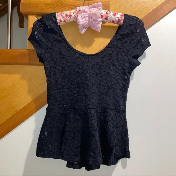 Sheer Black Lace Peplum Top - Picture 2 of 10